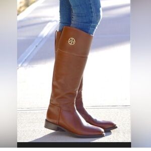 Tory Burch Brown Pebbled Leather Tall Junction Riding Boots Womens 6.5